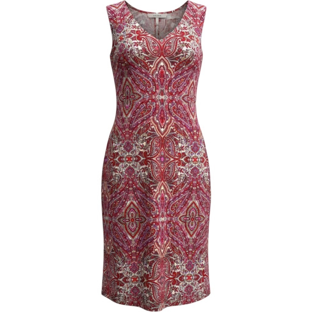EnRevelry Paisley Sheath Dress Womens 12 Red NWT V-Neck Cutout 16112T